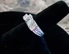 Sterling 925 w/ Inlaid Lab Created Fire OPAL and Lab Created PINK CZ- Sz 7