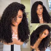 Unprocessed Virgin Hair 5x5 Closure 13x4 Lace Front Wig Free Part Indian Hair Curly Black Wig 130% 150% Density with Baby Hair 100% Virgin Glueless Pre-Plucked