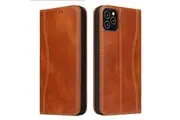 For iPhone 12 Pro/12 Case Brown Fierre Shan Genuine Cowhide Leather Wallet Cover