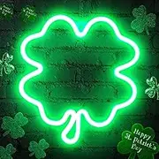 St. Patrick's Day Lights Clover Decoration Lights, LED Four Leaf Clover Window Lights USB Powered Green Irish Shamrock LED Neon Signs for Windows Wall Bedroom Indoor Outdoor (Four Leaf)