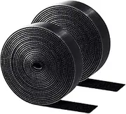 ENVEL Reusable Fastening Cable Ties, 2 Rolls Hook and Loop Cable Straps Adjustable Cord Ties for Cable Management Cord Organizer Straps Black (6m*2)
