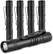 5 Pack Mini Flashlight Small Flashlights LED Powerful High Lumens Tactical Pen Light with Clip,Slim Portable Pocket Compact Torch for Emergency Inspection AAA Battery Water-Resistant
