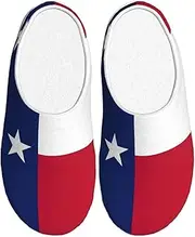 [EdWal] Texas State Flag print Winter Warm Slippers Indoor Anti-skid Plush Slippers Relaxing at Home for Women Men