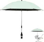 Ungtyb Kids Stroller Parasol, Foldable Wheelchair Parasol, Portable Clamp Attachment, Sun Protection, Adjustable Shade, for Outdoor Activities, Travel Supplies, Pushchair Accessory, Green,
