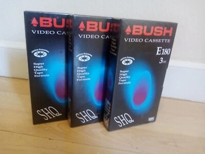 3 Bush Blank VHS Cassette Video Tape E180 3hrs New & Sealed