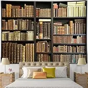 Vintage Bookshelf Tapestry Wall Hanging Retro Library Hippie Wall Tapestries For Bedroom Living Room College Dorm Aesthetic Decor 80X60 Inches