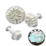 3 Pcs Biscuit Plunger Hand Pressure Pastry Fondant Embossing Snowflake Cookie