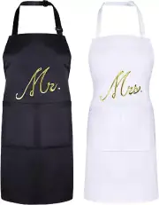 2 Piece Mr & Mrs Aprons for Couple Gifts on Christmas, Wedding Anniversary Brida