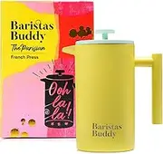 BaristasBuddy Yellow French Press Coffee Maker - Colorful, Retro And Stylish Insulated Coffee Brewer - Large Size Brews 4 Cups