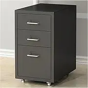 Mobile Metal Filing Cabinet, Bathroom Cabinets Craft Storage Organization, Locking Storage Dresser Cabinet with Wheels, Makeup Drawer Unit for Closet/Bedroom/Office