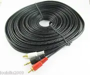 1pc 60Ft 20M Aux 3.5mm Gold Male Plug to 2 RCA Gold Male Stereo Audio Cable Cord