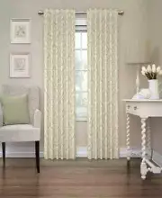 Waverly NIP Linen 1-Panel DONNINGTON Damask Light Filtering Window Curtain 52x63