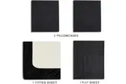 Vintage Washed Microfibre Sheet Set with 2 Pillowcases - Black - Queen