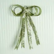 Adams Fabric Pre-Made Elegant Bow Silver Gold Chunky Glitter 16" x 10"