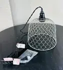 New Large 12" tall Rustic Chicken Wire Basket Hanging Pendant Lamp light farm