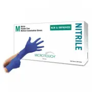 Ansell Micro-Touch Nitrile Exam Gloves, Non-Sterile, Medium, Blue, 200, #6034302