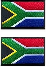 2 PCS South Africa Flag Patch Hook and Loop Embroidered National Applique Emblem Patch for Team Work Clothes Football Jersey Backpack Caps Travel Biker Tactical Military
