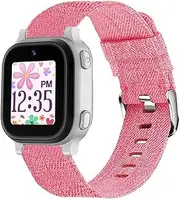 Lamshaw Compatible for AT&T AmiGo Jr Watch Bands, Breathable Nylon Woven Fabric Replacement Accessory Strap Compatible for amiGo Jr Watch (Pink)