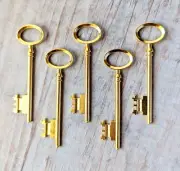 Large Skeleton Keys Bulk 100 3.15" Pendant Shiny Gold Vintage Look Wedding