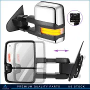 ? Chrome Power Heated Dynamic LED Signal Towing Mirrors For 2014-18 Chevy GMC