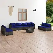 Outdoor Furniture Sets, Patio Conversation Set, Rattan Chairs, Garden Bistro, Balcony Table, Outdoor Chair, 9 Piece Grey Lounge