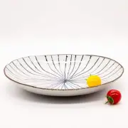 3pcs Made in Japan Dinner Plate Round Mino-yaki Tokusa Gray Pottery Curry