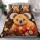 AU Aboriginal Koala & Wattle Bedding Set Single Double King Queen Gift