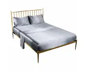 Anyhouz Fitted Sheet Silky Sheet Set With Pillow Cases Queen Grey