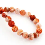 Round Natural Fire Agate Beads 10mm - Fiery Oranges and Reds - 1 Strand 43 Beads