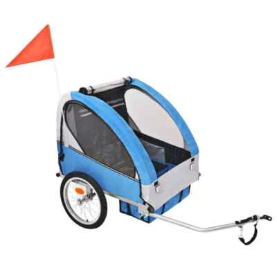 NNEVL Kids' Bicycle Trailer Grey and Blue 30 kg