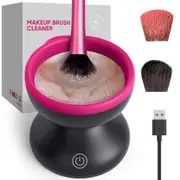 Electric Makeup Brush Cleaner Machine,Portable Automatic USB Cosmetic Brushes Cleaner Cleanser Tool for All Size Beauty Makeup Brush Set,Liquid Foundation,Contour,Eyeshadow,Blush Brush (Black+Pink)