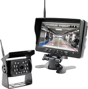 Vanxse Vehicle 720P Digital Wireless Backup Camera System 1024X600 7inch AHD IPS Monitor DVR Loop Recorder+IP69K Waterproof IR Wireless Reversing Camera Dash Camera for Truck Bus RV Trailer Car