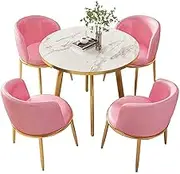 Modern round conference table and chair set for office negotiations, includes 1 table and 4 chairs, space-saving design perfect for drawing room or living room Pink option