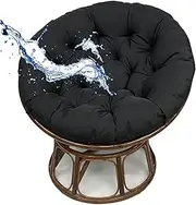 Waterproof Round Papasan Chair Cushion for Outdoors, Hanging Basket, Rattan, Bird's Nest, Swing (Black, 110 * 110cm/43.3In)