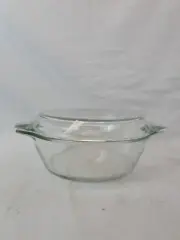 Vintage New JAJ Pyrex Clear Glass Casserole Dish & Lid 8.5" diameter