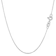 10k White Solid Gold Mirror Box Chain Necklace, 0.6mm