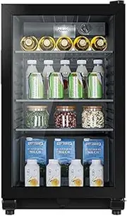 FREEZYMAN Wine Cooler Ice Bar, Household Wine Cooler, Small Refrigerator, Transparent Glass Cabinet, Temperature Control with LED Light (Color : Black, Size : 50 * 57 * 86.5cm)