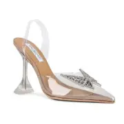 Tony Bianco Laos Heels Slingback Crystal Embellished Butterfly Bow Clear Vinyl 6