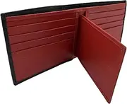 [Chamri] Men's Leather Bifold Wallet – Black & Red, Genuine Leather RFID Blocking Wallet for Men with Multiple Card Slots, ID Window, Durable Stitching, Premium Quality Leather, Everyday Carry Wallet