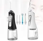 FREEZYMAN Water floss cleaner Cordless Dental Flosser 3 Mode IPX7 Grade Waterproof Water Dental Floss Set of 2 Portable Electric Dental Dental Rinsing Device with 320ml Detachable Water Tank Household