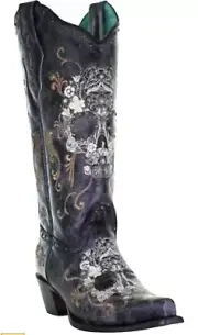 Corral Women's Floral Skull Embroidery and Studs Western Boot - Snip Toe - Z5003