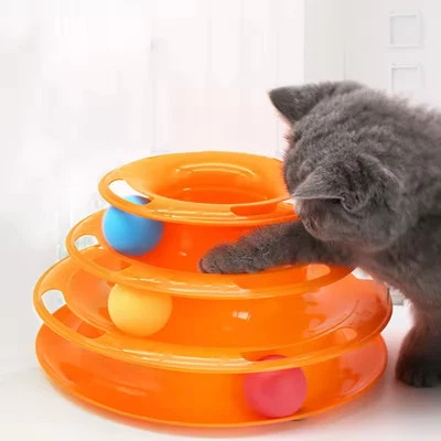 Pet Cat Toy Three-layer Ball Cat Turntable Cat Interactive Track Toy Space Tower