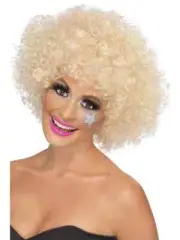 # Blonde 70s Funky Afro Wig Curly Ladies Mens 1970s 70's Party Disco Wigs