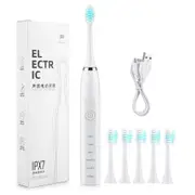 Sonic Electric Toothbrushes for Adults Kids Smart Timer Rechargeable Whitening Toothbrush IPX7 with 6 Brush Heads