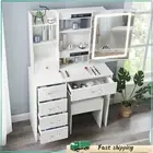 Vanity Makeup Table Set with 6 Drawers and 10 LED Lighted Mirror Vanity Desk