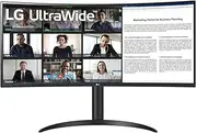 LG 34WR55QK-B 34" UltraWide QHD Curved Monitor, 100Hz, USB Type-C™, sRGB 99% (Typ.), HDR10, Adjustable One Click Stand, Reader Mode, Flicker Safe