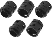 X AUTOHAUX 33mm / G1 Cable Glands 34.5mm / 1.36" Bellows Waterproof Joint Straight-Through PA6 Nylon Black 5 Pcs