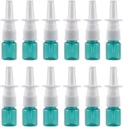 Happyupcity 12Pcs 5ml Empty Green Plastic Nasal Spray Bottles Refillable Fine Mist Sprayers with Press Head Portable Makeup Water Container for Perfumes Essential Oils, Green, 5ml/0.17oz, Chinese