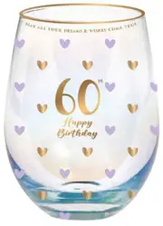 Sweet Heart Stemless Glass - 60th