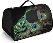 Pet Handbag,Green Peacock Feather Fashion Dog Carrier,Small Pet Carrier,pet Carrier Handbags,Travel Pet Handbag for Cat and Samll Dog
